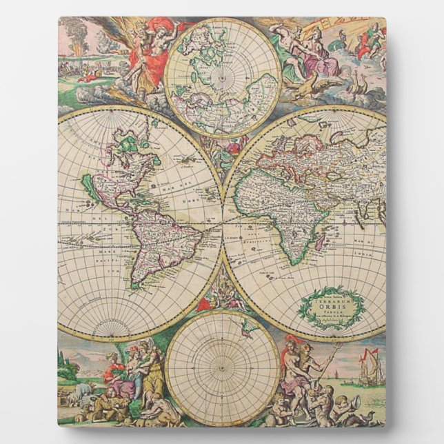 Antique World Map Plaque (Front)