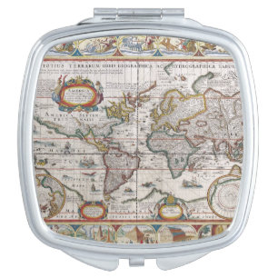 Antique World Map pocket mirror
