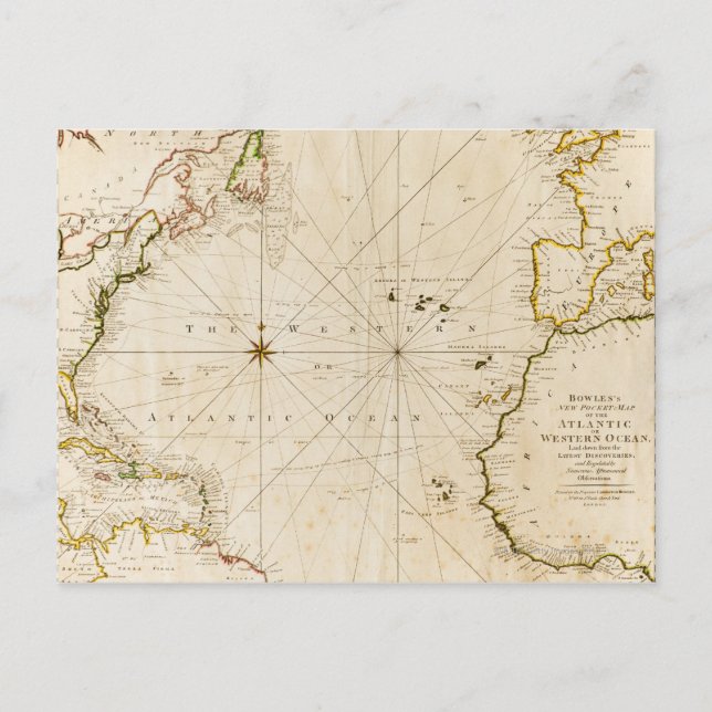 Antique world map postcard (Front)