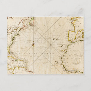 Antique world map postcard