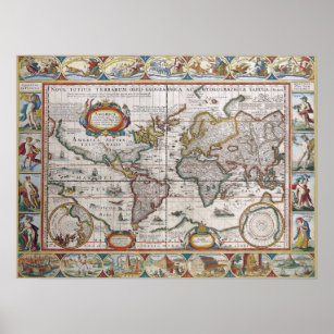 Ancient World Map World Map 17th Century Art A0 A1 A2 A3 A4 Poster de fotos satinado p11664h