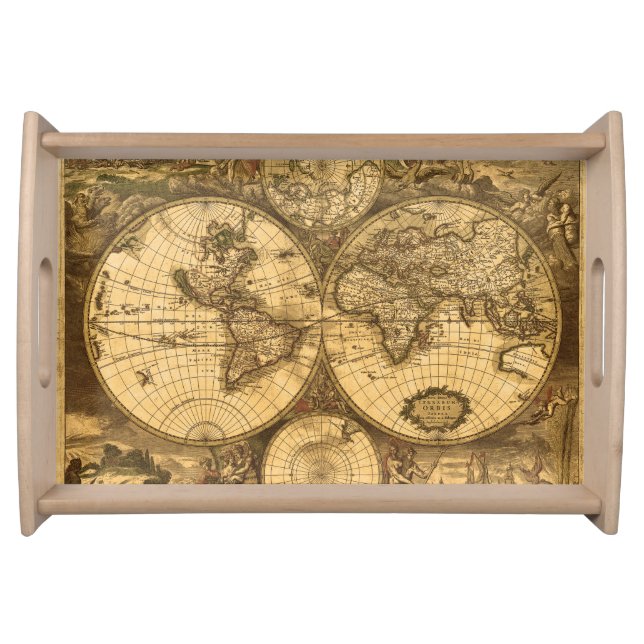 Antique World Map Serving Tray (Front)