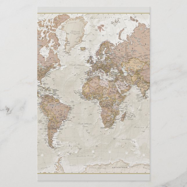Antique World Map Stationery (Front)