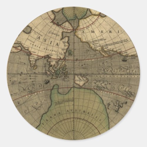 Antique World Map Stickers