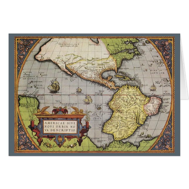 Antique World Map the Americas by Abraham Ortelius (Front Horizontal)