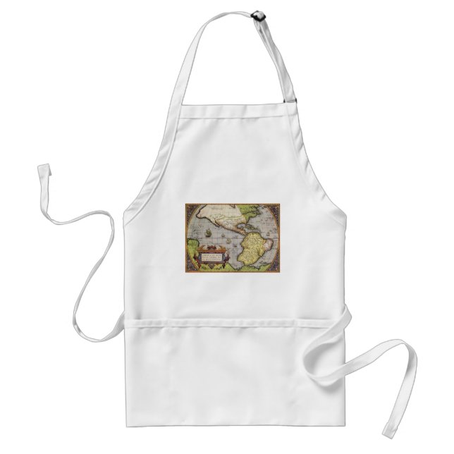 Antique World Map the Americas by Abraham Ortelius Adult Apron (Front)