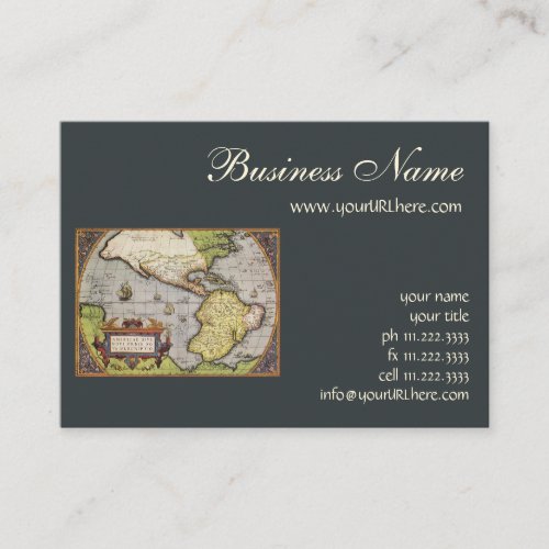 Antique World Map the Americas by Abraham Ortelius Business Card