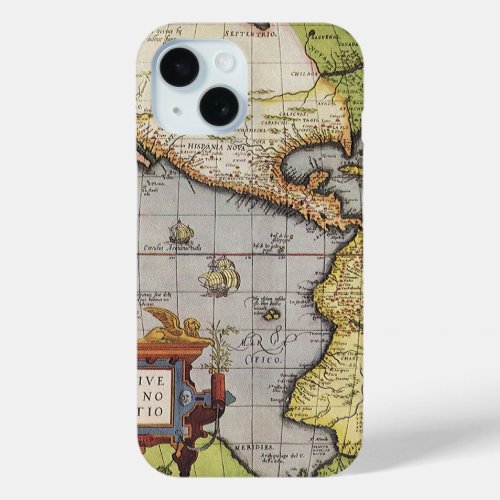 Antique World Map the Americas by Abraham Ortelius iPhone 15 Case