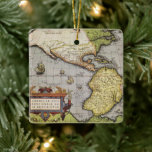 Antique World Map the Americas by Abraham Ortelius Ceramic Ornament