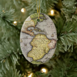 Antique World Map the Americas by Abraham Ortelius Ceramic Ornament