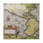 Antique World Map the Americas by Abraham Ortelius Ceramic Tile