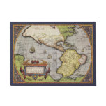 Antique World Map the Americas by Abraham Ortelius Doormat
