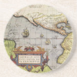 Antique World Map the Americas by Abraham Ortelius Drink Coaster