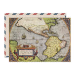 Antique World Map the Americas by Abraham Ortelius Invitation