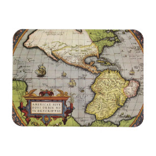 Antique World Map the Americas by Abraham Ortelius Magnet