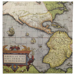 Antique World Map the Americas by Abraham Ortelius Napkin