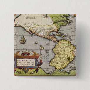 Antique World Map the Americas by Abraham Ortelius Pinback Button
