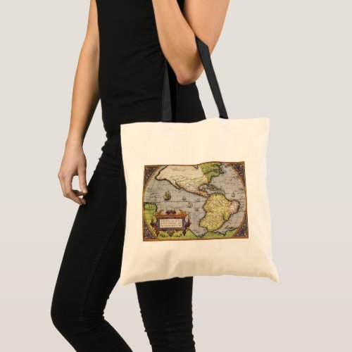 Antique World Map the Americas by Abraham Ortelius Tote Bag