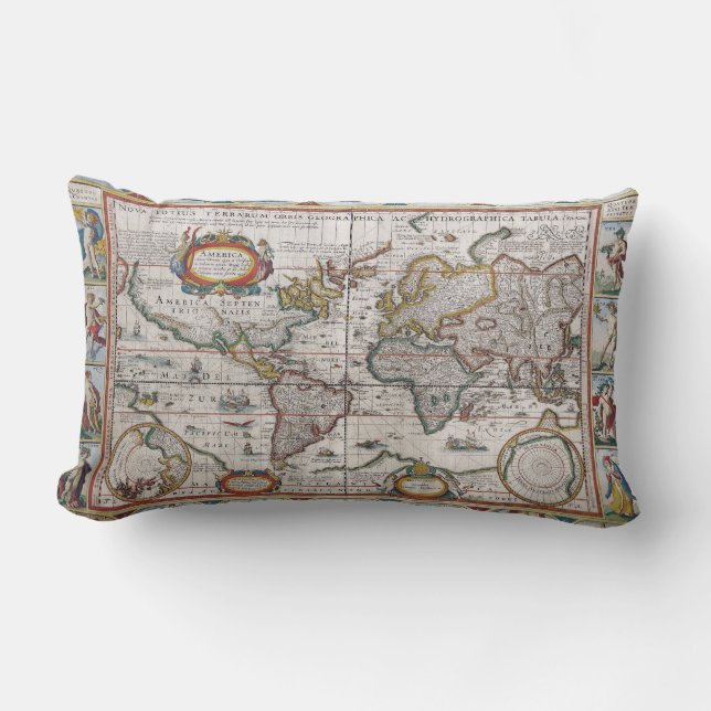 Antique World Map throw pillow (Front)