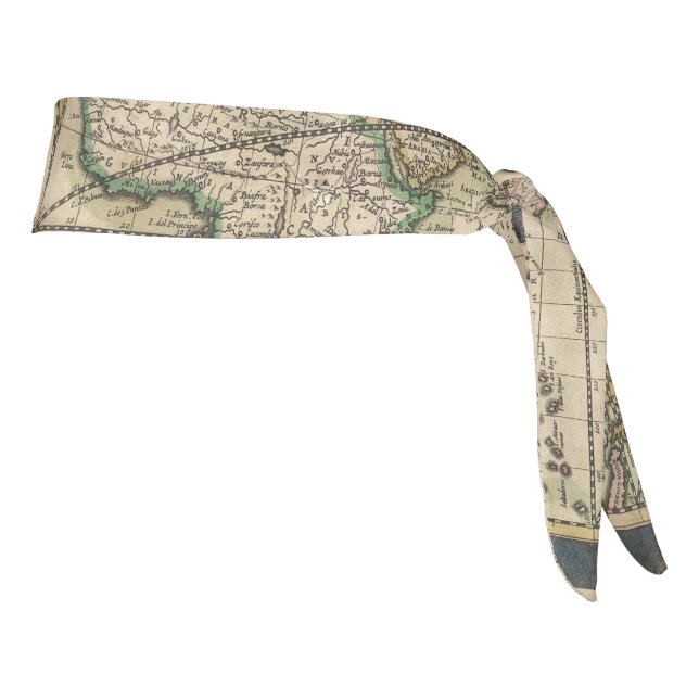Antique World Map Tie Headband (Rotate 90)
