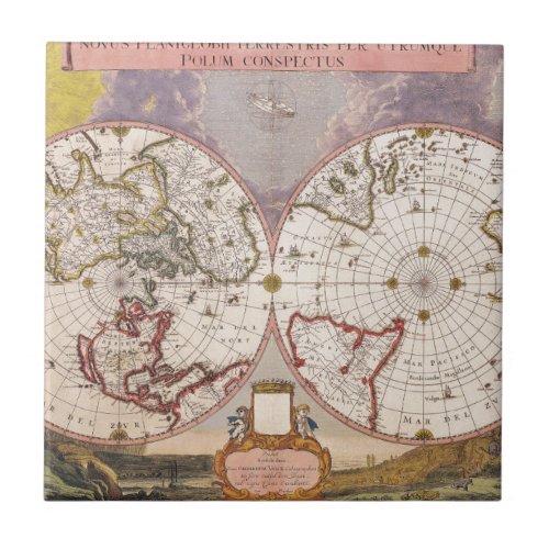 Antique World Map Tile