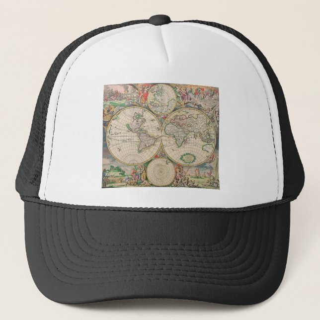 Antique World Map Trucker Hat (Front)