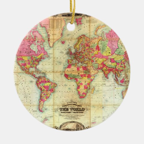 Antique World Map Vintage Cartography Ceramic Ornament