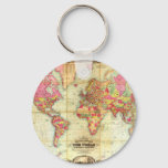 Antique World Map Vintage Cartography Keychain at Zazzle