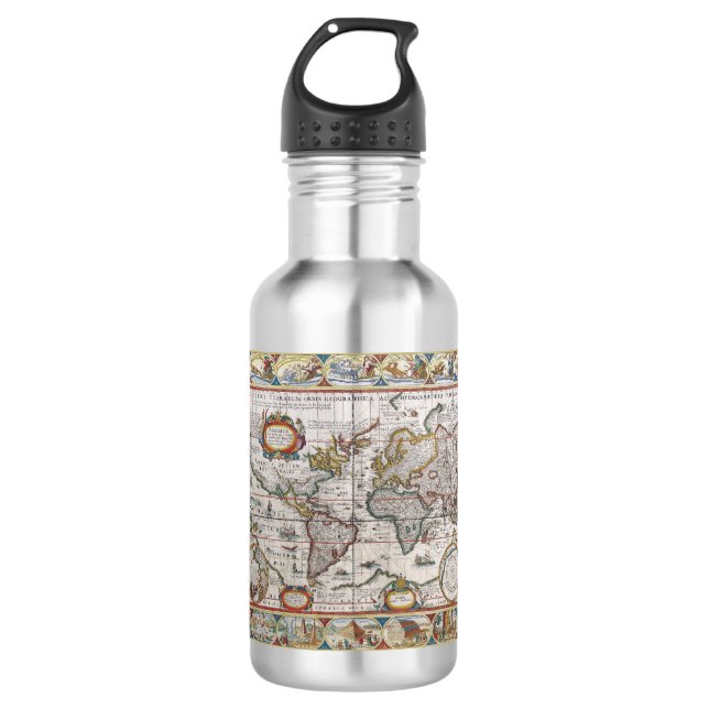 Antique World Map Water Bottle (Front)