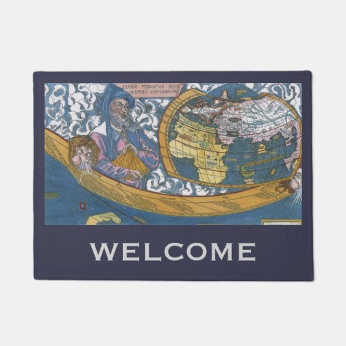 Antique World Map with Claudius Ptolemy 1507 Doormat