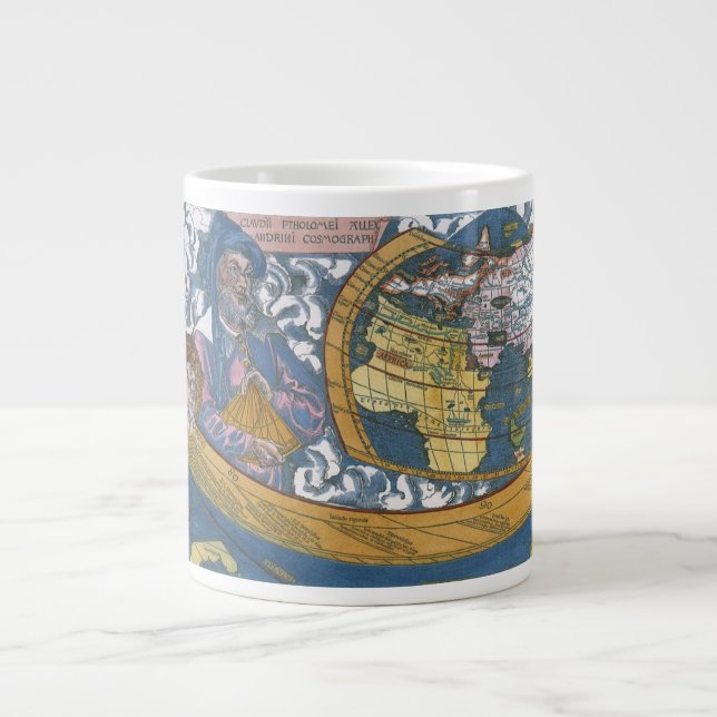 Antique World Map with Claudius Ptolemy, 1507 Large Coffee Mug (Front)