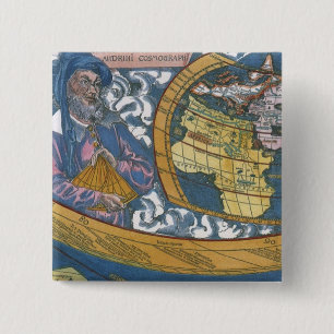 Antique World Map with Claudius Ptolemy, 1507 Pinback Button
