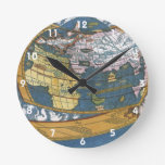 Antique World Map with Claudius Ptolemy, 1507 Round Clock