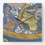 Antique World Map with Claudius Ptolemy, 1507 Square Wall Clock