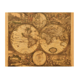 Antique World Map Wood Wall Decor