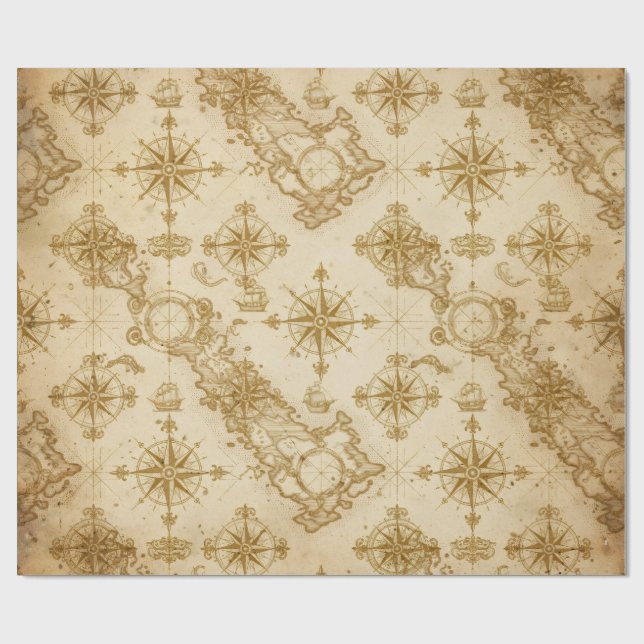 Antique World Map Wrapping Paper (Flat)