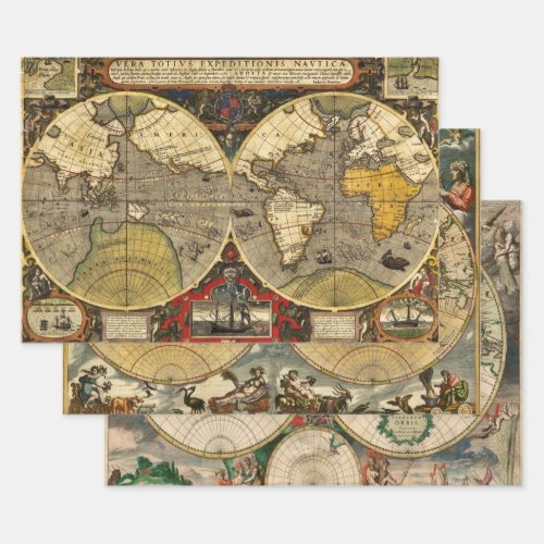 Antique World Maps Wrapping Paper Sheets