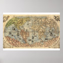 Antique world pictorial map 1565 Ferando Berteli
