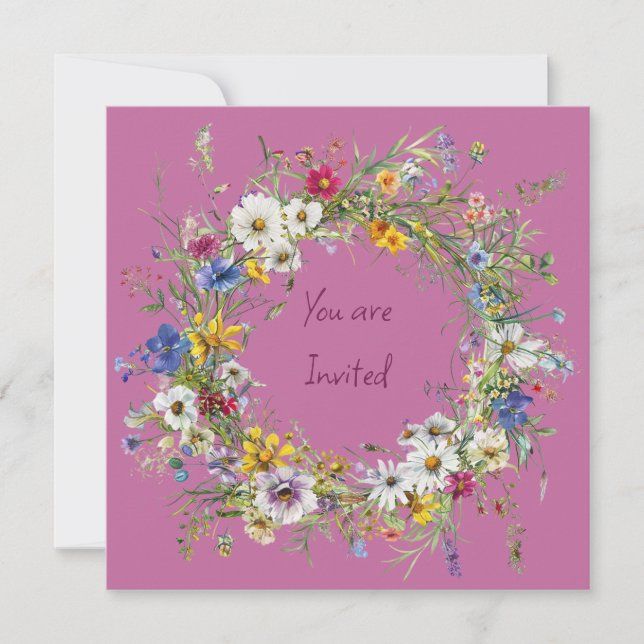 Antique Wreath Stationery Cards Set - Invite (Front)