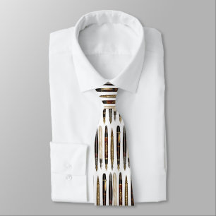 Antique Writing Pens Collage Pattern Neck Tie