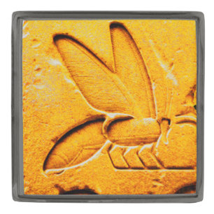 ANTIQUE YELLOW EGYPTIAN HONEY BEE GUNMETAL FINISH LAPEL PIN
