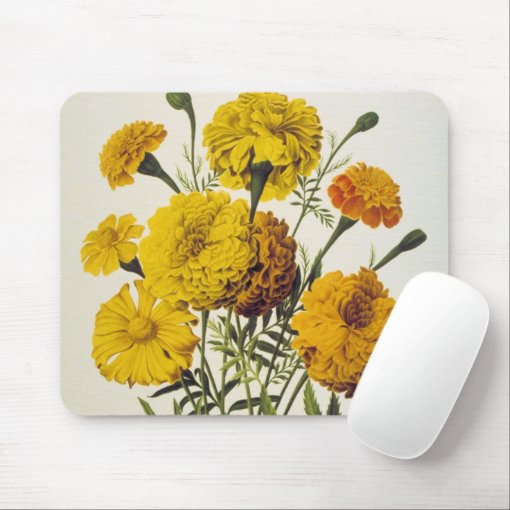 Antique Yellow Flowers Mouse Pad | Zazzle