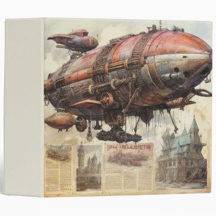 Antique Zeppelin Copper Brass Airship 3 Ring Binder