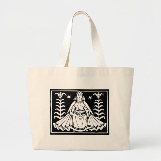 Antique Zodiac Astrology Virgo Totebag Large Tote Bag (Front)