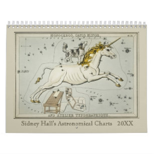 Antique Zodiac Astronomical Charts by Sidney Hall Calendar
