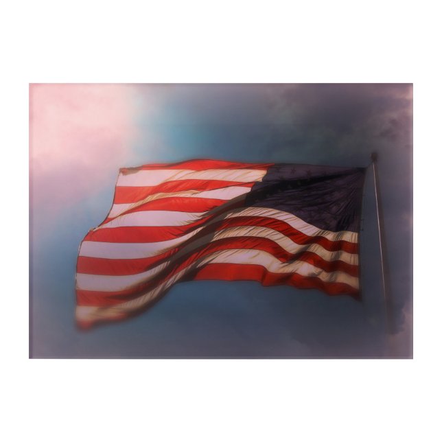 Antiqued American Flag 24 x 18 Acrylic Print (Front)