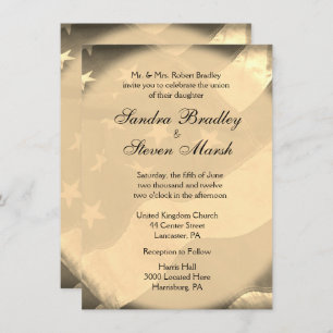 Antiqued American Flag Wedding Invitations