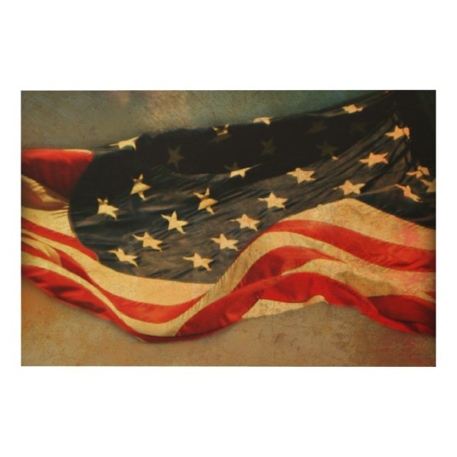 Antiqued American Flag Wood Print 36 x 24 (Front)