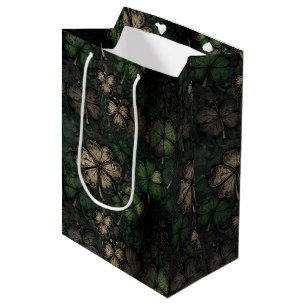 Antiqued Clover Damask Texture St. Patrick's Day Medium Gift Bag