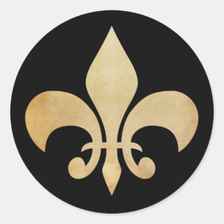 Antiqued Fleur de Lis Classic Round Sticker